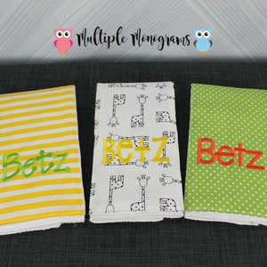 Spucktücher mit Monogramm, 3er Set.