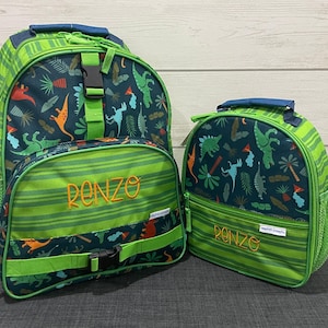 Children&#39;s All Over Print Backpack and Lunchbox Set Stephen Joseph with Embroidery Personalization