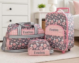 Personalized Kids Travel Set: Rolling Luggage, Duffel & Toiletry Bag