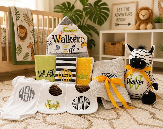 I Want It All Baby Gift Basket, Custom for boy or girl, baby shower gift, new baby present, monogrammed baby gift basket