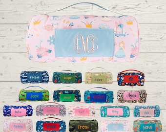 Personalized Kids Nap Mat: Attached Minky Blanket, Removable Pillow, Machine Washable, Daycare/Preschool Essential