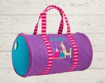 Children's Quilted Duffel Bag with Embroidery Personalization