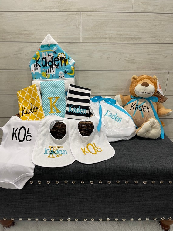 I Want It All Baby Gift Basket, Custom for boy or girl, baby shower gift, new baby present, monogrammed baby gift basket