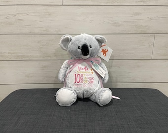 Personalized Embroidered Stuffed Animal: Baby Shower Keepsake