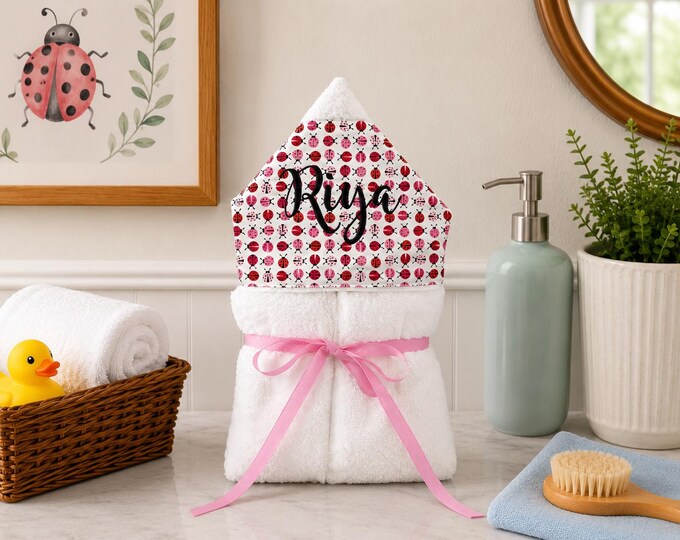 Monogrammed Hooded Baby Towel: Custom Embroidered Kids Bath Towel