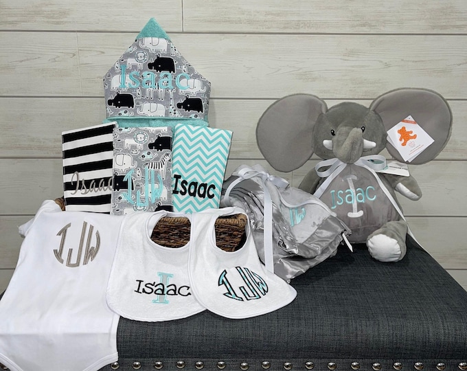 I Want It All Baby Gift Basket, Custom for boy or girl, baby shower gift, new baby present, monogrammed baby gift basket