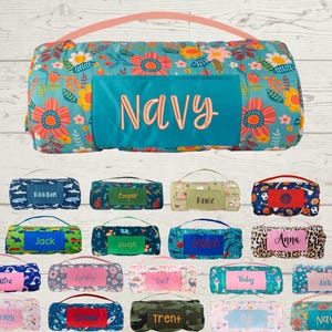 Personalized Nap Mat: Minky Blanket, Attached Pillow, Daycare Essential