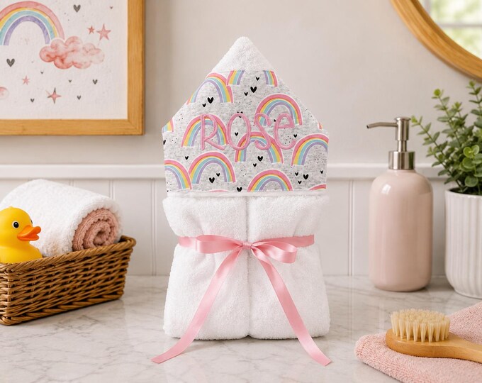 Monogrammed Hooded Baby Towel: Custom Embroidered Kids Bath Towel