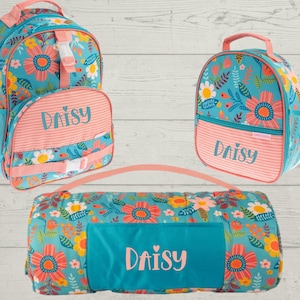 Children&#39;s All Over Print Nap Mat, Backpack and Lunchbox Set Stephen Joseph with Embroidery Personalization