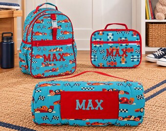 All Over Print Nap Mat, Junior Backpack and Lunchbox Set with Embroidery Personalization