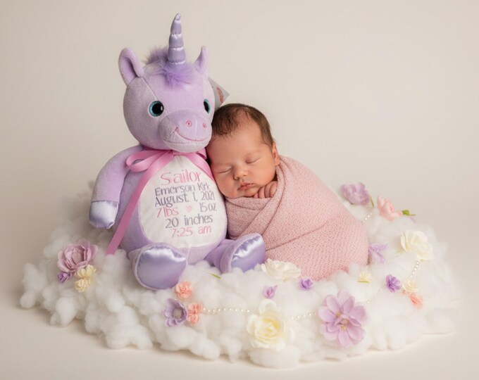 Personalized Embroidered Stuffed Animal: Baby Shower Keepsake