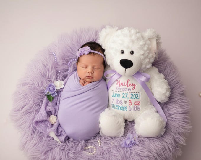 Personalized Embroidered Stuffed Animal: Baby Shower Keepsake