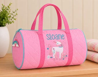 Children's Quilted Duffel Bag with Embroidery Personalization