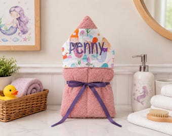 Monogrammed Hooded Baby Towel: Custom Embroidered Kids Bath Towel