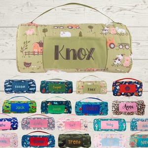 Personalized Nap Mat with Attached Pillow and Blanket - Ideal for Daycare and Preschool - Embroidery Included