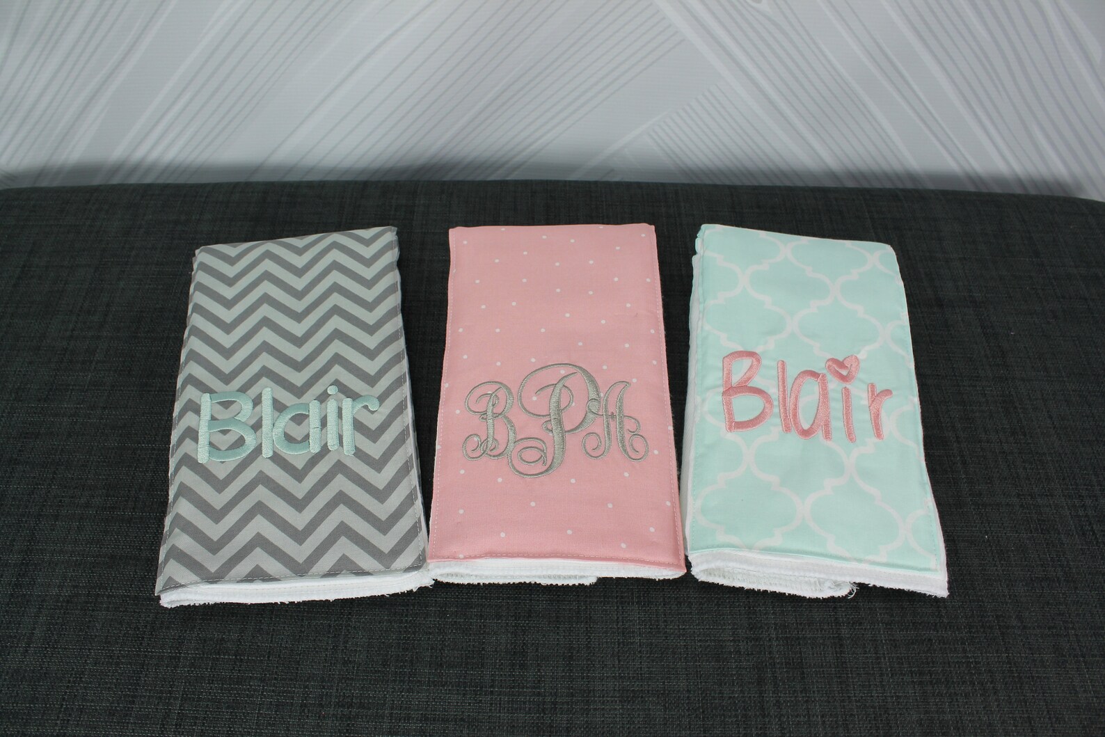 Monogrammed Burp Cloths Set of 3. Custom made for boy or Etsy