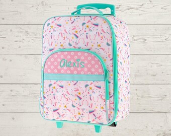 Children's All Over Print Rolling Luggage: Embroidery Personalization