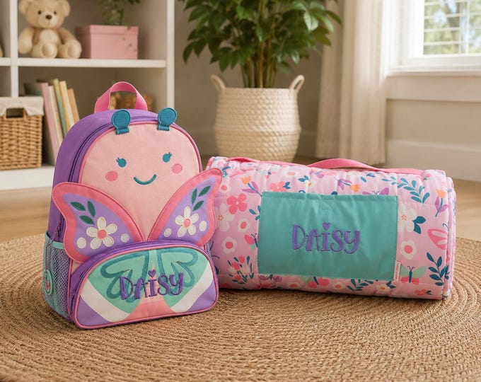 Children's All Over Print Nap Mat and Sidekick Set Stephen Joseph with Embroidery Personalization
