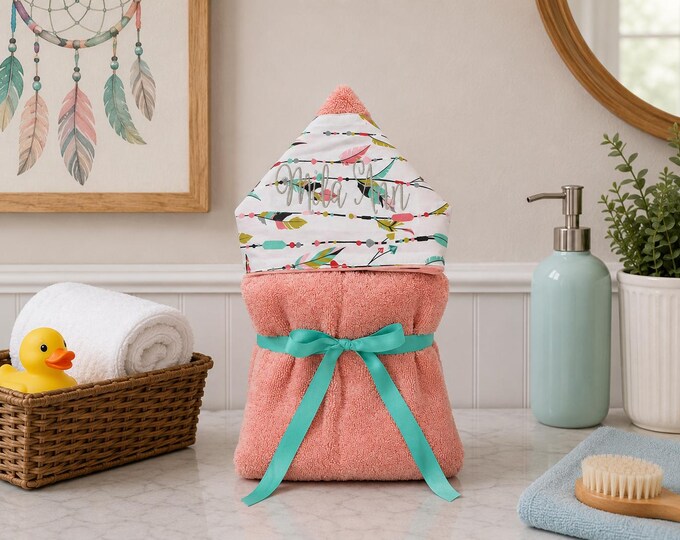 Monogrammed Hooded Baby Towel: Custom Embroidered Kids Bath Towel