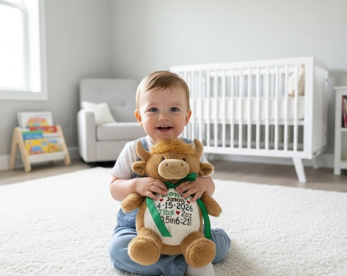 Personalized Embroidered Stuffed Animal: Baby Shower Keepsake