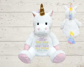 Personalized Embroidered Stuffed Animal: Baby Shower Keepsake