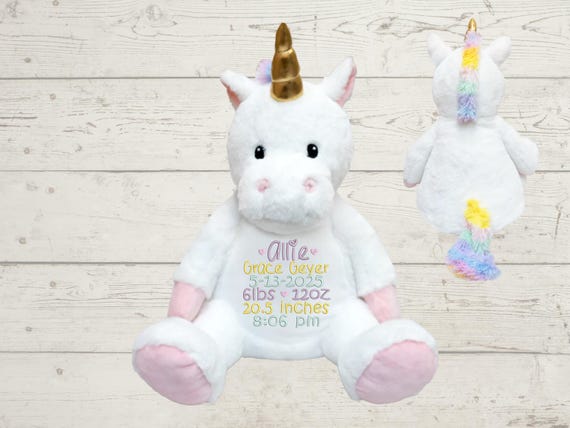 Personalized Stuffed Animal - Perfect Gift for Baby Showers Baptisms Adoptions Birthdays - Unique and One-of-a-kind Keepsake