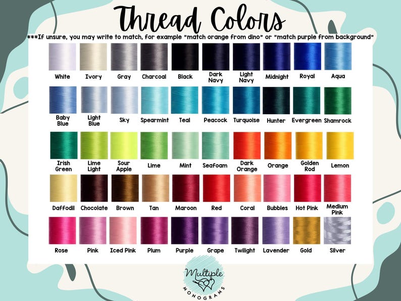 a sample of thread colors for sewing