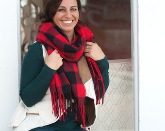 Monogrammed Buffalo Check Scarf