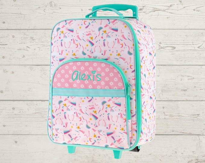 Children's All Over Print Rolling Luggage: Embroidery Personalization