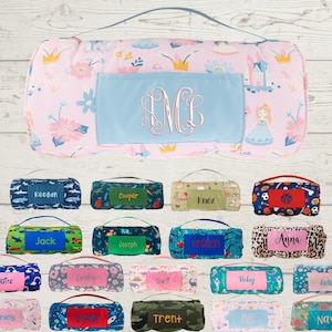 Personalized Nap Mat with Attached Pillow and Blanket - Ideal for Daycare and Preschool - Embroidery Included