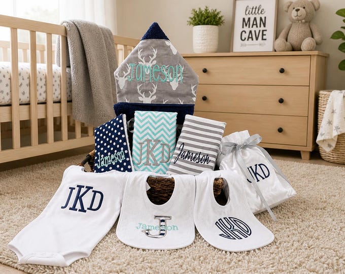 The Fairy Godmother Baby Gift Basket, Custom for boy or girl, baby shower gift, new baby present, monogrammed baby gift basket