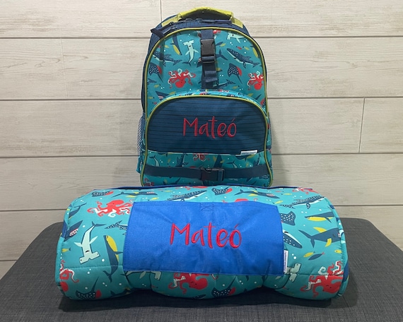 Children's All Over Print Nap Mat and Backpack Set Stephen Joseph with Embroidery Personalization