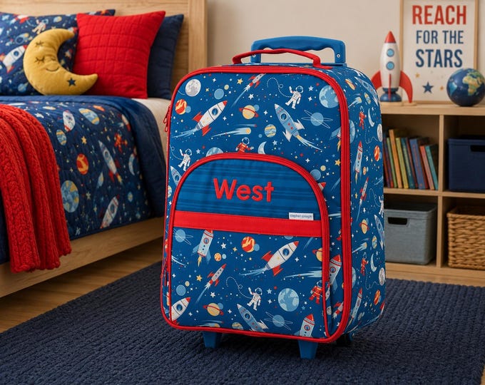 Children's All Over Print Rolling Luggage: Embroidery Personalization