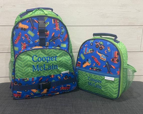 Children's All Over Print Backpack and Lunchbox Set Stephen Joseph with Embroidery Personalization