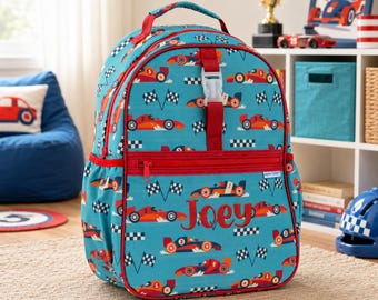 Embroidered Kids Backpack: Personalized Dinosaur Print School Bag
