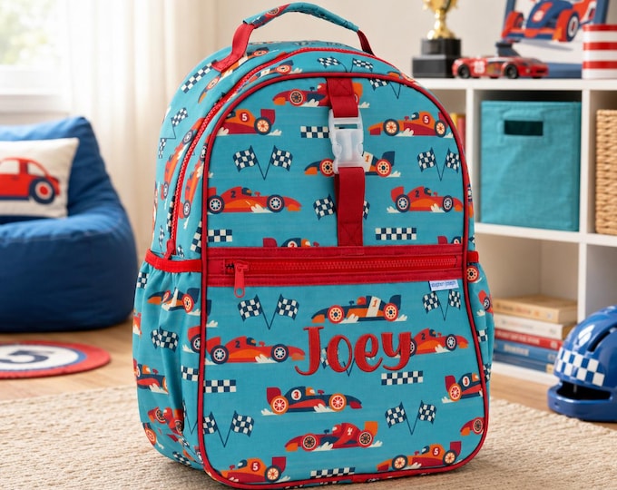 Embroidered Kids Backpack: Personalized Dinosaur Print School Bag