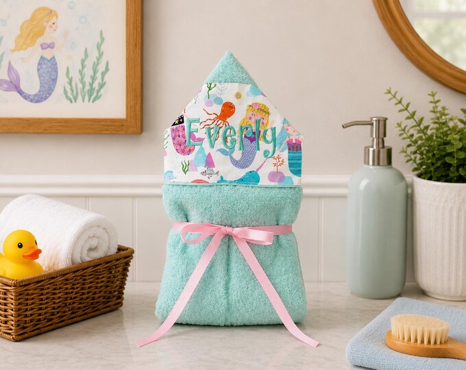Monogrammed Hooded Baby Towel: Custom Embroidered Kids Bath Towel