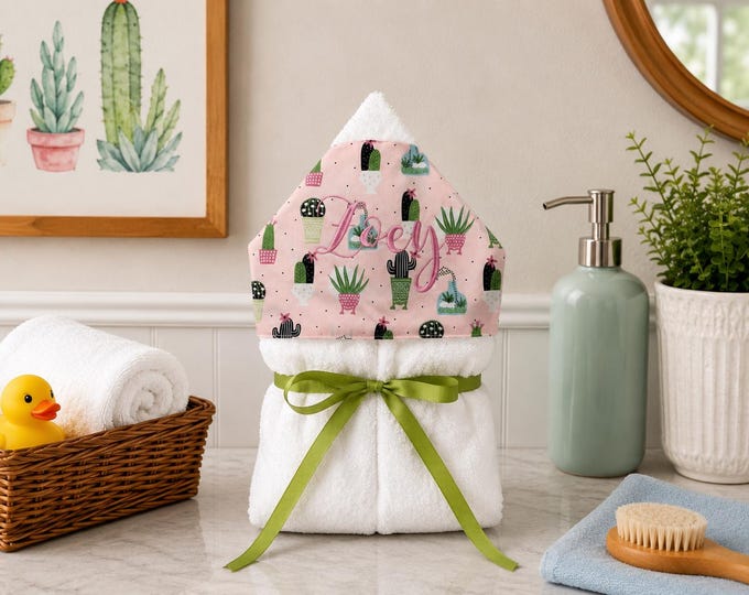 Monogrammed Hooded Baby Towel: Custom Embroidered Kids Bath Towel