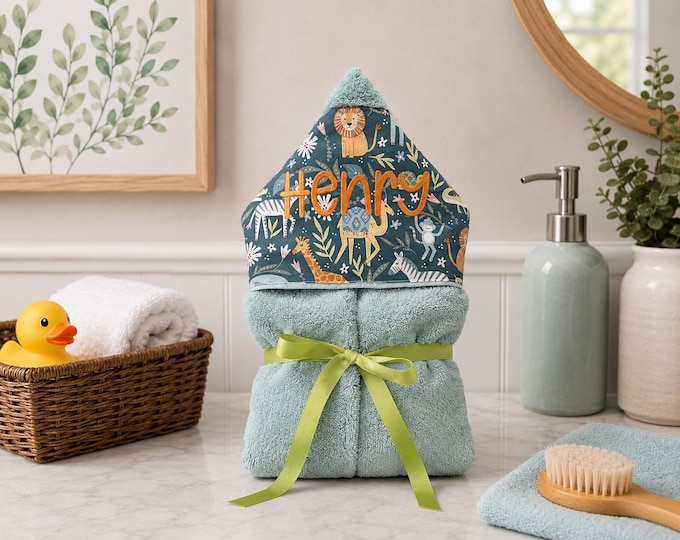Monogrammed Hooded Baby Towel: Custom Embroidered Kids Bath Towel