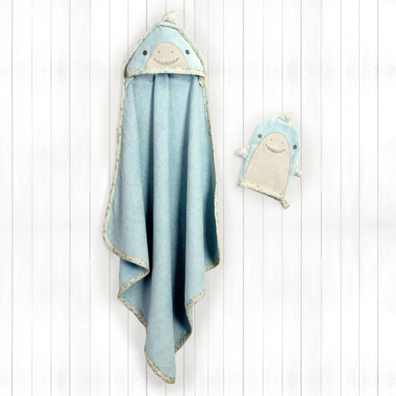 Baby Hooded Bath Towel + Bath Mitt Personalized