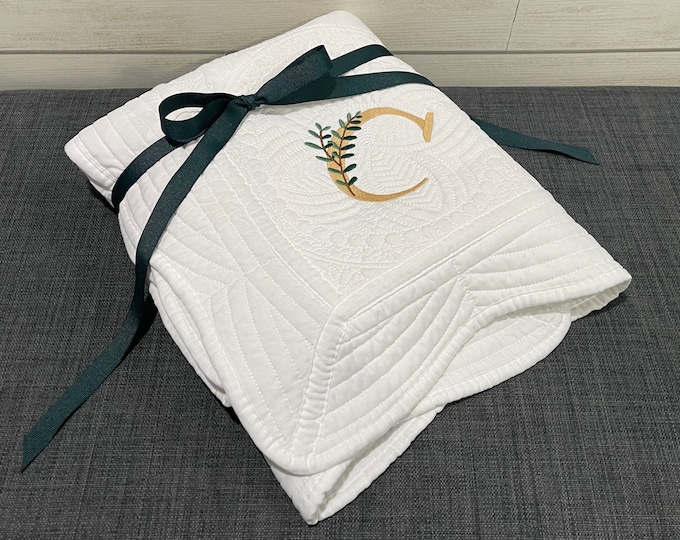 Embroidered Baby Quilt: Custom Cotton Heirloom Gift