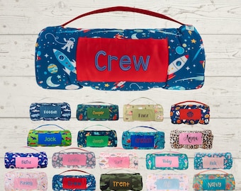 Personalized Kids Nap Mat: Attached Minky Blanket, Removable Pillow, Machine Washable, Daycare/Preschool Essential