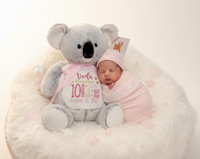 Personalized Embroidered Stuffed Animal: Baby Shower Keepsake