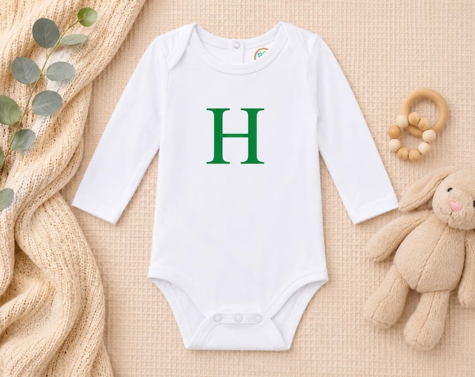 Embroidery Monogrammed Bodysuit for Baby Boy with long sleeves
