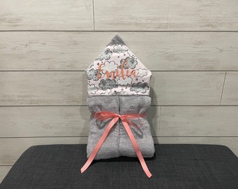 Monogrammed Hooded Baby or Kids Towel. Custom made to order for boy or girl. Perfect baby shower or birthday gift.