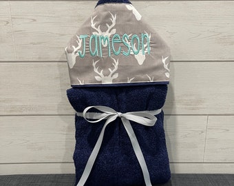 Monogrammed Hooded Baby or Kids Towel. Custom made to order for boy or girl. Perfect baby shower or birthday gift.