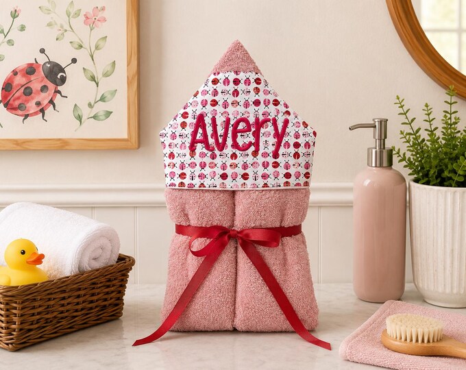 Monogrammed Hooded Baby Towel: Custom Embroidered Kids Bath Towel