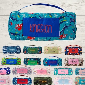 Personalized Nap Mat: Attached Pillow & Minky Blanket, Daycare Essential