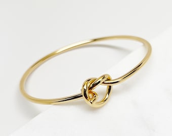 Gold Dainty Bracelet, Tie the Knot Bracelet, Love Knot Bracelet Bangle, Wedding Bracelet, Bridesmaid Bracelet, Gift for her