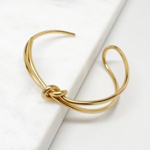 Love Knot Bracelet, Gold Knot Bracelet Cuff Bangle, Tie the Knot Bracelet, Minimalist Bracelet Bangle, Wedding Bracelet, Bridesmaid Bracelet image 1